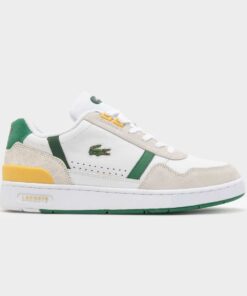 Lacoste Men's T-Clip Sneakers "White/green/yellow"