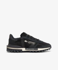 Lacoste Elite Active Textile Heel Tab Trainers “Black & White