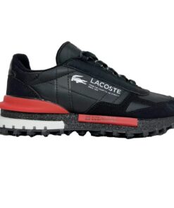 Lacoste Elite Active Textile Heel Tab Trainers “Black/Red”